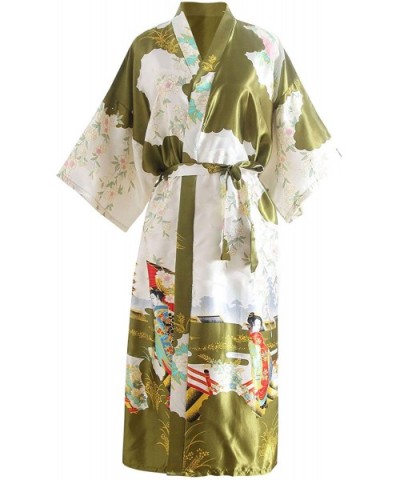 Bride Bridesmaid Robes Womens Dressing Gown Kimono Silky Satin Geisha Bridal Party Bathrobe - Green Bride - CL18Q7RXW55 $42.7...