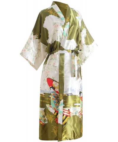 Bride Bridesmaid Robes Womens Dressing Gown Kimono Silky Satin Geisha Bridal Party Bathrobe - Green Bride - CL18Q7RXW55 $42.7...