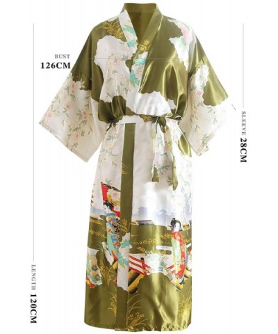 Bride Bridesmaid Robes Womens Dressing Gown Kimono Silky Satin Geisha Bridal Party Bathrobe - Green Bride - CL18Q7RXW55 $42.7...