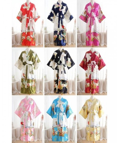 Bride Bridesmaid Robes Womens Dressing Gown Kimono Silky Satin Geisha Bridal Party Bathrobe - Green Bride - CL18Q7RXW55 $42.7...