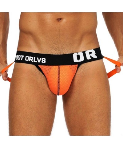 Sexy Mens Cotton Jock Strap Cross Back Open Underwear Mesh Briefs G-String Boxers - Orange - CB18ZXA6WY6 $15.40 G-Strings & T...