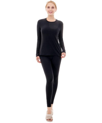 Womens Thermal Underwear Sets Winter Fleece Lined Long Johns Shirt and Pants Ultra Soft Stretch Long Sleeve Tops Bottoms - Th...