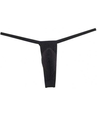 Men G-String Posing Strap Underwear Swimwear Male Secret Pouch Spandex Thong - Black - CL18H532YHU $12.84 G-Strings & Thongs