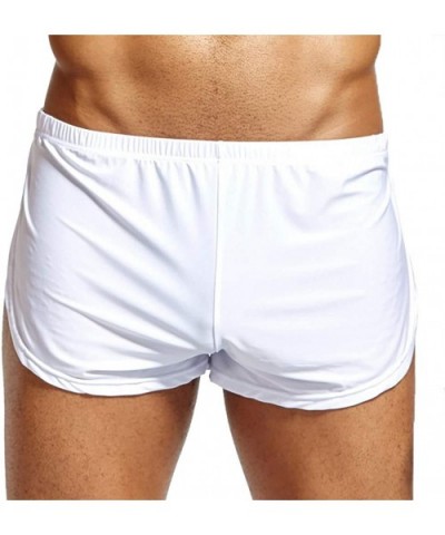 Men's Underwear- Underpants Knickers Mens Side Split Boxer Briefs Shorts Trunk - White - CW18UQT58HG $12.30 Boxer Briefs