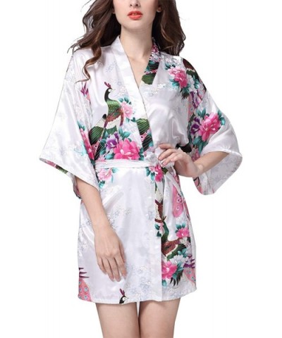 Women Floral Kimono Sleepwear Bridal Dress for Wedding Bridal Party Bridesmaid Robe - White - C918KH2KAO7 $29.93 Robes