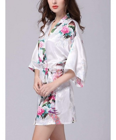 Women Floral Kimono Sleepwear Bridal Dress for Wedding Bridal Party Bridesmaid Robe - White - C918KH2KAO7 $29.93 Robes