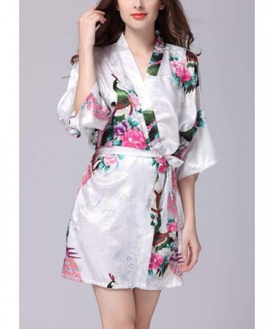 Women Floral Kimono Sleepwear Bridal Dress for Wedding Bridal Party Bridesmaid Robe - White - C918KH2KAO7 $29.93 Robes