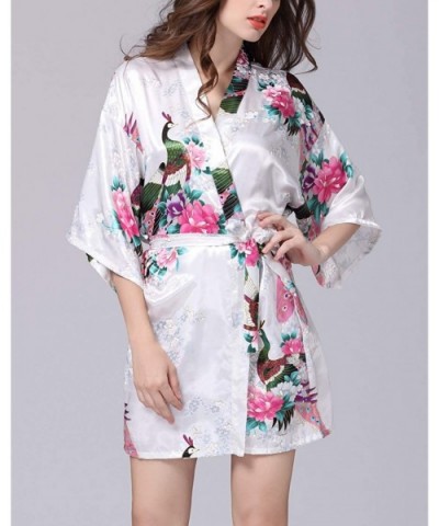 Women Floral Kimono Sleepwear Bridal Dress for Wedding Bridal Party Bridesmaid Robe - White - C918KH2KAO7 $29.93 Robes