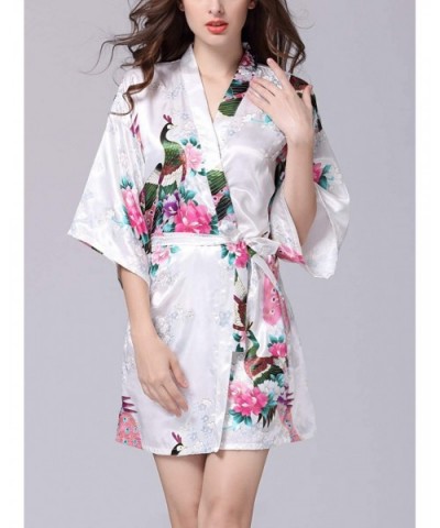 Women Floral Kimono Sleepwear Bridal Dress for Wedding Bridal Party Bridesmaid Robe - White - C918KH2KAO7 $29.93 Robes