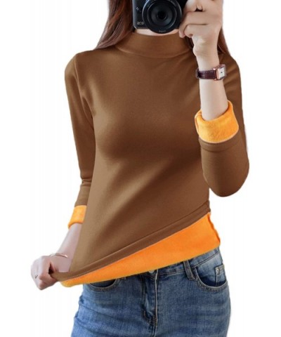 Women's Thermal Underwear Tops Winter Warm High Neck Fleece Lined Baselayer Long Shirts - Khaki - CT18ZGSSLEE $38.78 Thermal ...