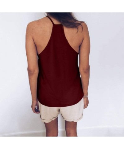 Women's Sequin Cami Vest Sexy Sleeveless Sparkle Shimmer Camisole Vest Sequin Tank Tops - Wine - C4193WDURW8 $14.43 Tops