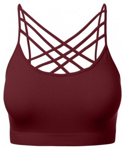 Women's Novelty Bras Seamless Triple Criss-Cross Front Bralette Sports Bra - 102-dark Burgundy - CD18804EZSE $17.88 Bras