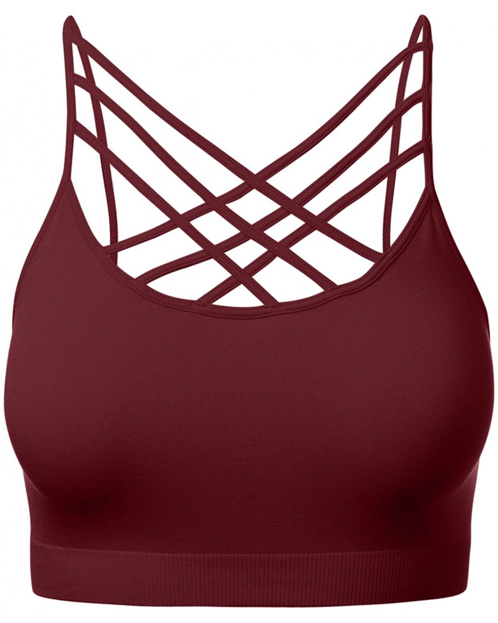 Women's Novelty Bras Seamless Triple Criss-Cross Front Bralette Sports Bra - 102-dark Burgundy - CD18804EZSE $17.88 Bras