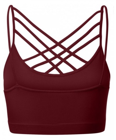 Women's Novelty Bras Seamless Triple Criss-Cross Front Bralette Sports Bra - 102-dark Burgundy - CD18804EZSE $17.88 Bras