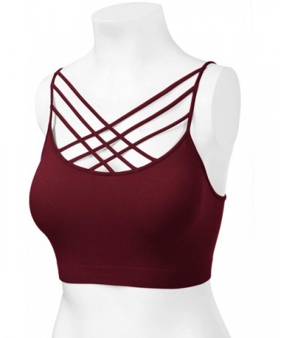 Women's Novelty Bras Seamless Triple Criss-Cross Front Bralette Sports Bra - 102-dark Burgundy - CD18804EZSE $17.88 Bras