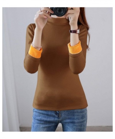 Women's Thermal Underwear Tops Winter Warm High Neck Fleece Lined Baselayer Long Shirts - Khaki - CT18ZGSSLEE $38.78 Thermal ...