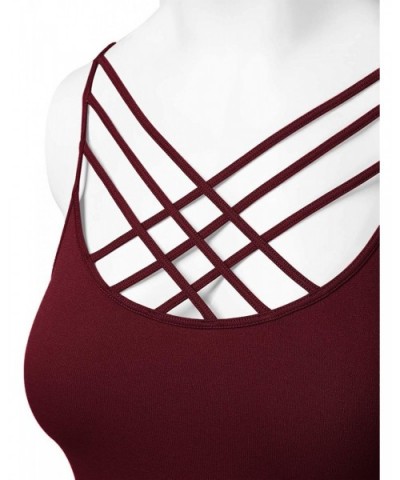 Women's Novelty Bras Seamless Triple Criss-Cross Front Bralette Sports Bra - 102-dark Burgundy - CD18804EZSE $17.88 Bras