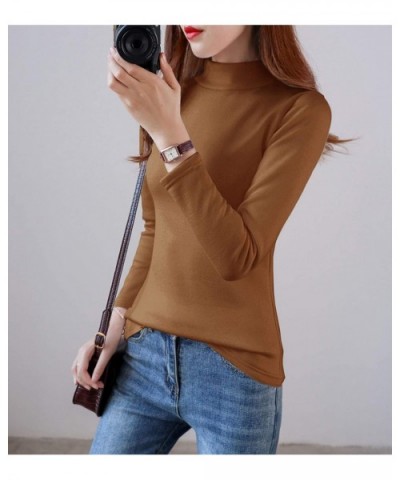 Women's Thermal Underwear Tops Winter Warm High Neck Fleece Lined Baselayer Long Shirts - Khaki - CT18ZGSSLEE $38.78 Thermal ...