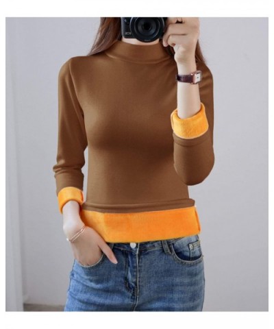 Women's Thermal Underwear Tops Winter Warm High Neck Fleece Lined Baselayer Long Shirts - Khaki - CT18ZGSSLEE $38.78 Thermal ...