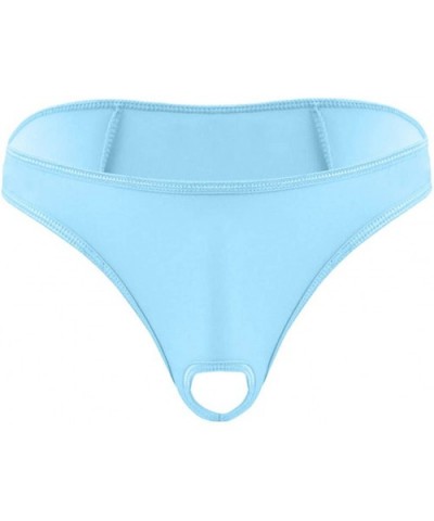 Sexy Mens Underwear Lingerie Micro Thong Bikini Front Hole Underwear G-String Underpants Translucent Ice Silk Thong Pants (Li...