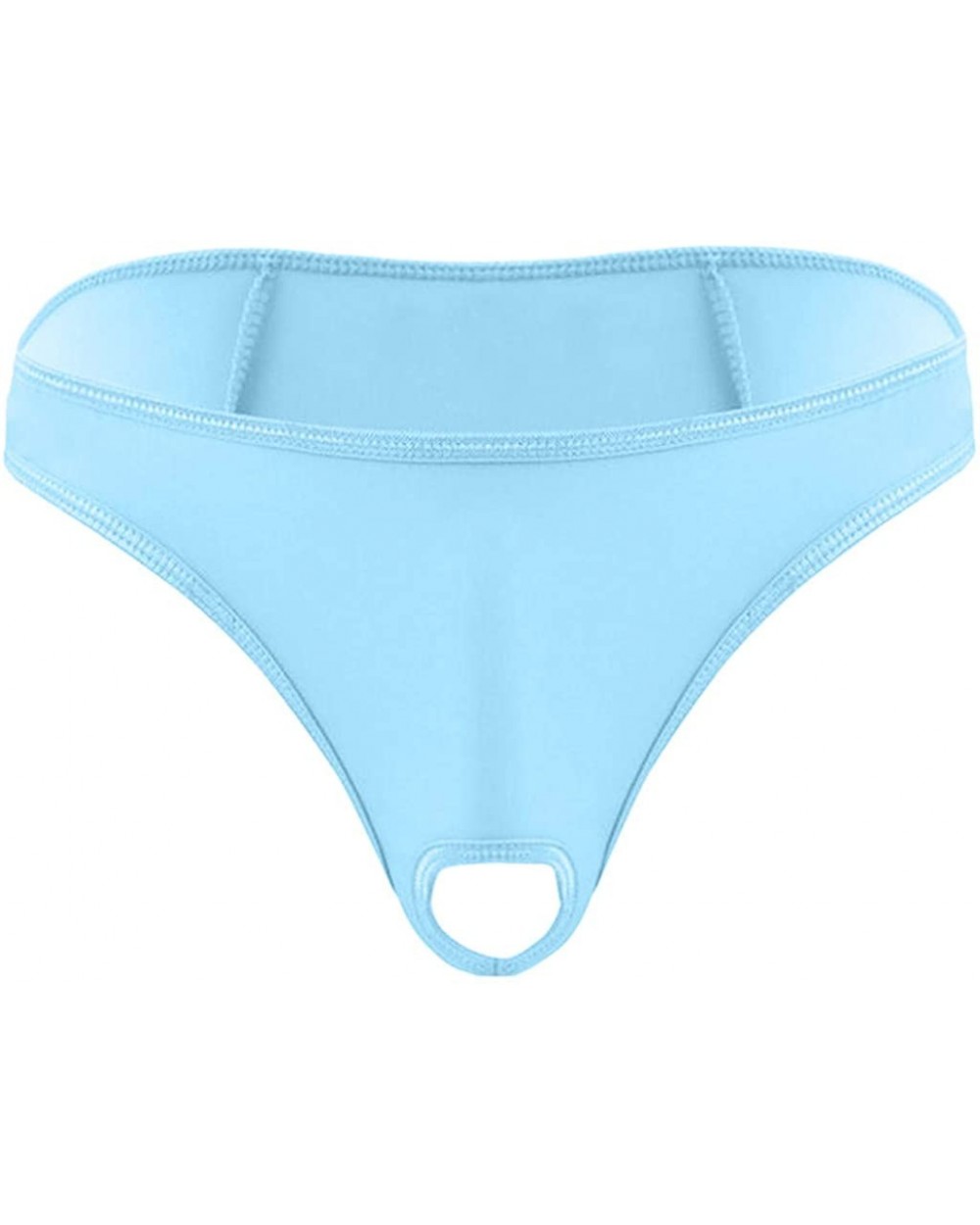 Sexy Mens Underwear Lingerie Micro Thong Bikini Front Hole Underwear G-String Underpants Translucent Ice Silk Thong Pants (Li...