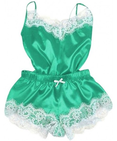 Women Lace Modal Sleepwear-2PC Lingerie Sexy Nightdress Nightgown Sleepwear Underwear Set - Green - C018ZWGR54U $13.83 Baby D...