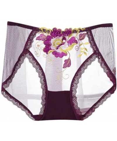 Women's Sexy Lingerie Lace Open Thong Panties G-Pants Lingerie Pajamas - Purple - CE194TM76WG $12.47 Robes