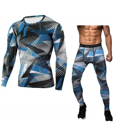 Camo Men's Thermal Underwear Sets Winter Gear Base Layer Long Johns Tops+Pants - Blue - CU1920QH7L8 $41.51 Thermal Underwear