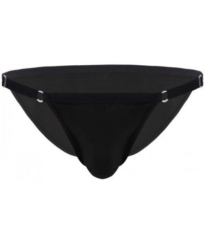 Men's Adjustable Waistband Silky Breathable Low Rise Bikini Briefs Underwear Underpants - Black - C918KMADGR9 $26.32 Briefs