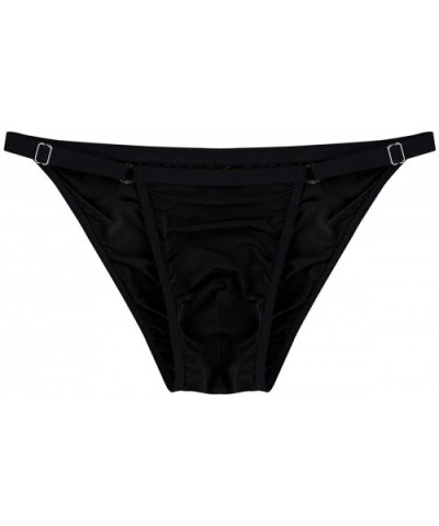 Men's Adjustable Waistband Silky Breathable Low Rise Bikini Briefs Underwear Underpants - Black - C918KMADGR9 $26.32 Briefs