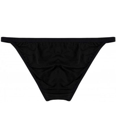 Men's Adjustable Waistband Silky Breathable Low Rise Bikini Briefs Underwear Underpants - Black - C918KMADGR9 $26.32 Briefs