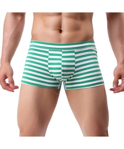 Men's Briefs-Home Stripe Soft Sexy Shorts Knickers Underpants Enhance Pants - Green - CU193CCYI9H $13.51 Briefs