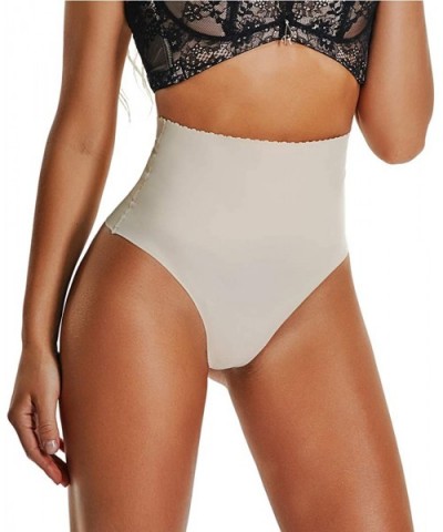 High Waist Thong Shapewear for Women Seamless Waist Cincher Girdle Tummy Slimmer Panties - Beige - C318USR9OWH $30.97 Shapewear