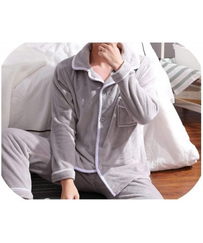 Men Pajamas Set Coral Fleece Pyjamas Men Clothing Thicken Warm Sleepwear Homewear - Huangguanhuise - C118AQ624XQ $71.36 Sleep...