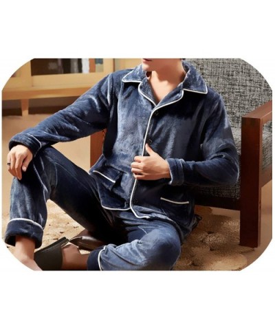 Men Pajamas Set Coral Fleece Pyjamas Men Clothing Thicken Warm Sleepwear Homewear - Huangguanhuise - C118AQ624XQ $71.36 Sleep...