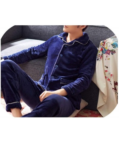 Men Pajamas Set Coral Fleece Pyjamas Men Clothing Thicken Warm Sleepwear Homewear - Huangguanhuise - C118AQ624XQ $71.36 Sleep...