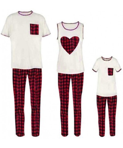 Family Matching 2 PCS Cotton Plaid Pajamas Sets for Family- Couples-Vacation Sleepwear - Kid - CZ18R8S025N $31.35 Sets