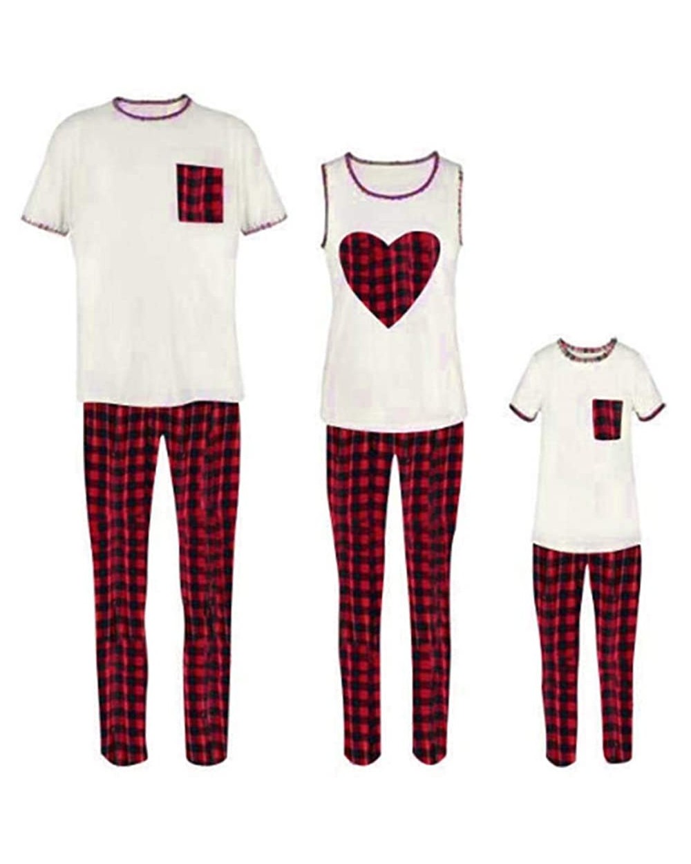 Family Matching 2 PCS Cotton Plaid Pajamas Sets for Family- Couples-Vacation Sleepwear - Kid - CZ18R8S025N $31.35 Sets