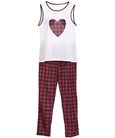 Family Matching 2 PCS Cotton Plaid Pajamas Sets for Family- Couples-Vacation Sleepwear - Kid - CZ18R8S025N $31.35 Sets