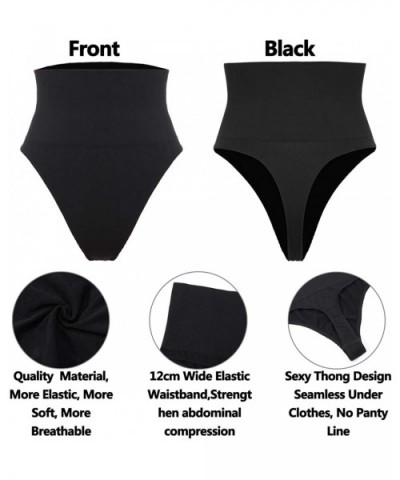 Womens Thong Shapewear Tummy Control Panties Mid Waist Underwear Seamless Girdle Slimmer Body Shaper Briefs - Black+nude - C6...