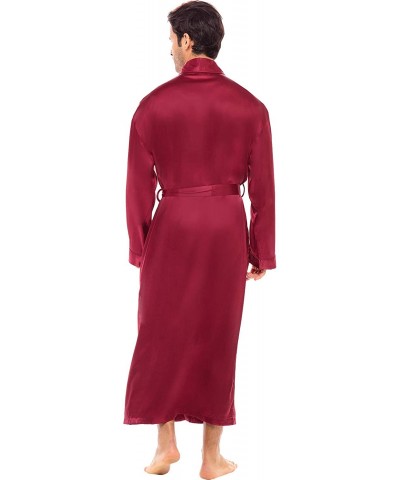 Men's Lightweight Satin Robe- Long Kimono - Burgundy - CA18SRO9HZX $55.78 Robes