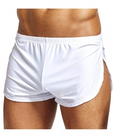 Men's Sexy Low Rise Split Side Boxer Breathable Panties - White - CO1856WL5KC $13.26 Boxer Briefs