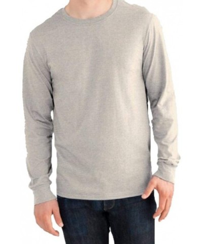 Men's Classic Fit Crew Neck Tagless Long Sleeve T-Shirt - Oatmeal Beige Heather - CZ199ZUQWZ0 $19.02 Undershirts