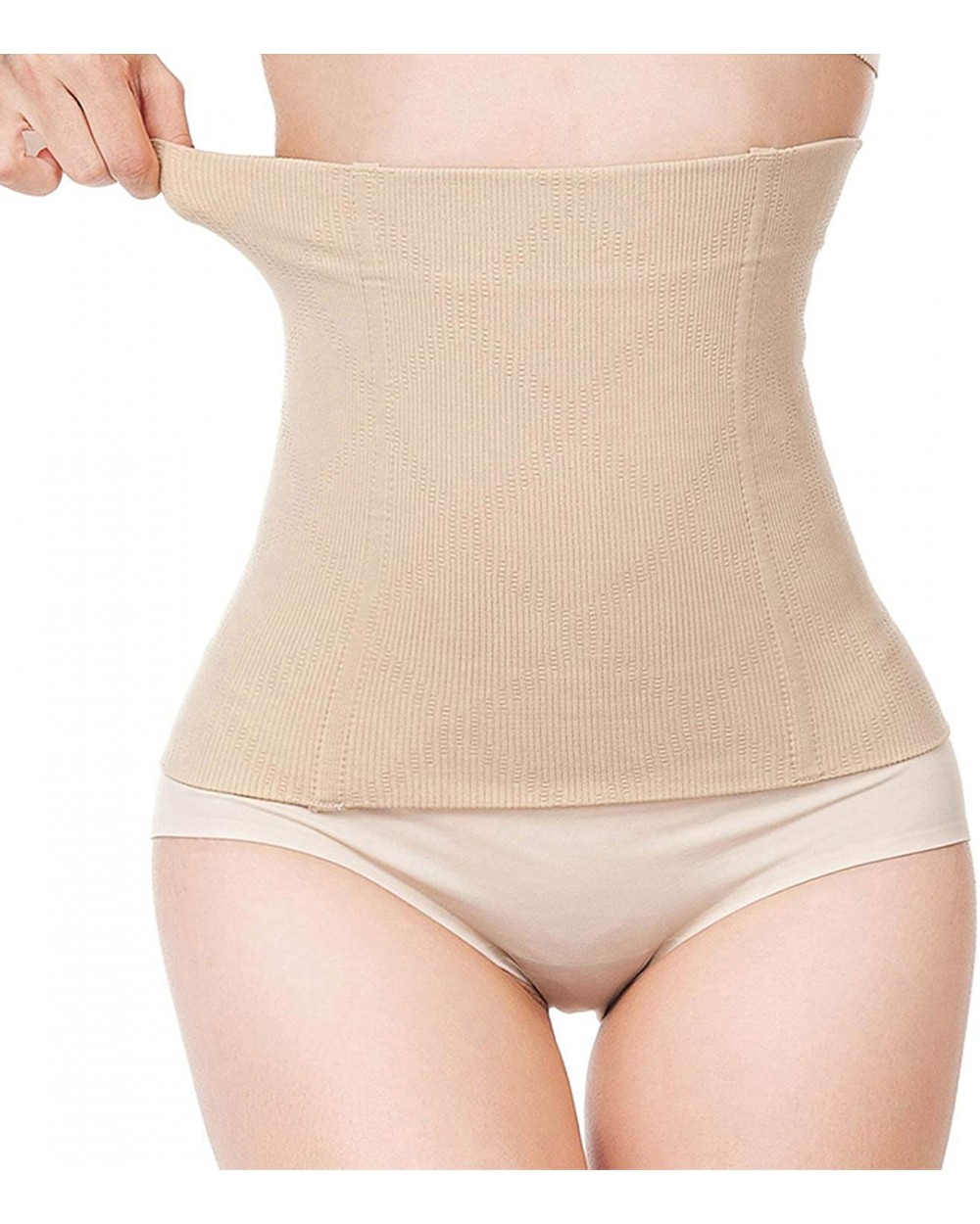 Women's Postpartum Waist Trainer Belt Body Shaper Belly Wrap Compression Band - Beige - C118W8DTQQS $15.02 Shapewear