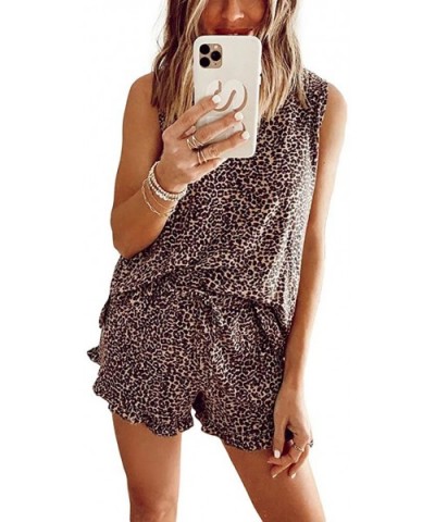 Fashion Women Tie Dye Pajamas Set Sleepwear Sleeveless Shirts Tops Shorts for Women Lounge Clothes - Leopard - CB1908HCE53 $2...