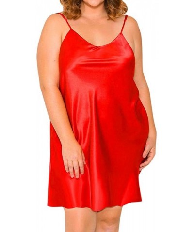 Sleepwear for Women Sexy Lingerie Plus Size Nighte Dress Soft Comfy Babydoll Nightwear Temptation Sleepskirt - Red - CU196UO3...