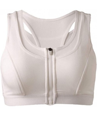 Women Wireless Sports Bra with Front Zipper Middle Impact Seamless Active Yoga Bra(White-S) - CR193MWECQ3 $25.55 Slips