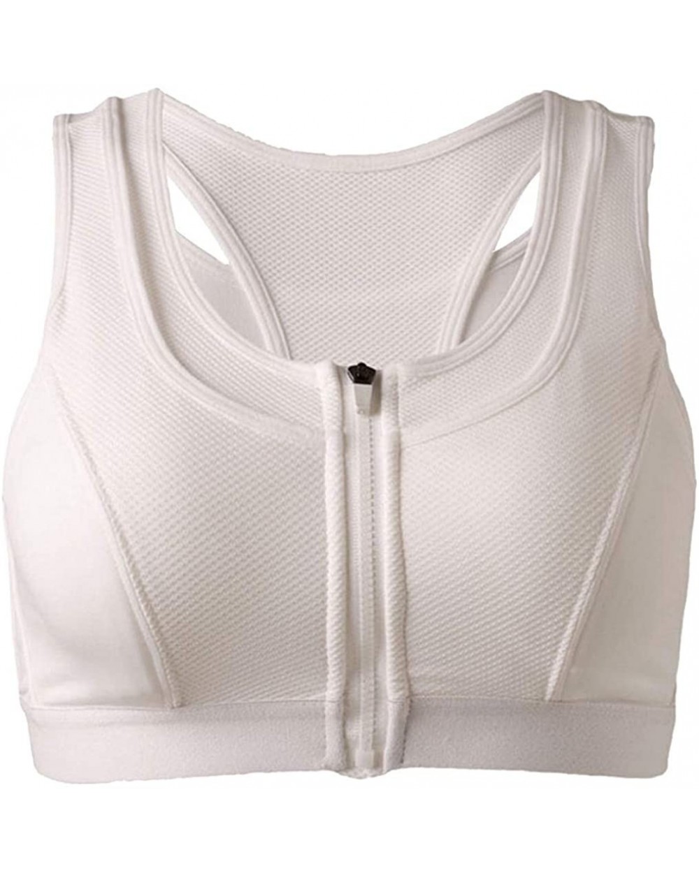 Women Wireless Sports Bra with Front Zipper Middle Impact Seamless Active Yoga Bra(White-S) - CR193MWECQ3 $25.55 Slips