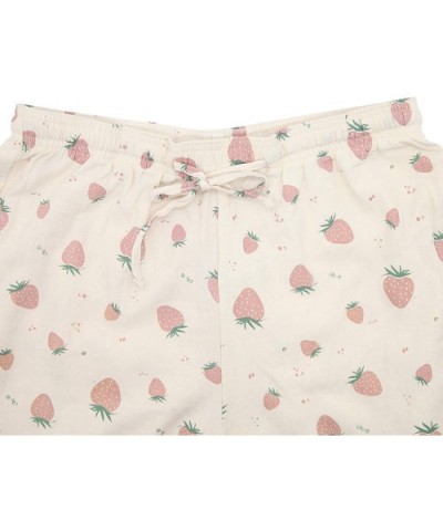 Soft Denim Cotton Women Pajama Capri Lounge Pants with Pockets - Strawberry - C318TS2Y7MX $23.96 Bottoms