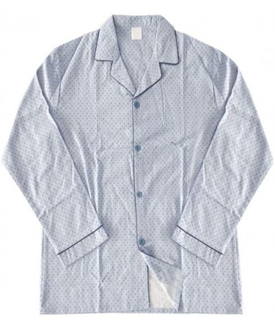 Mens Pajamas Set Cotton Lightweight Button Down Long Sleepwear Loungewear - 007 Grey - CS19C98WQ4R $55.08 Sleep Sets